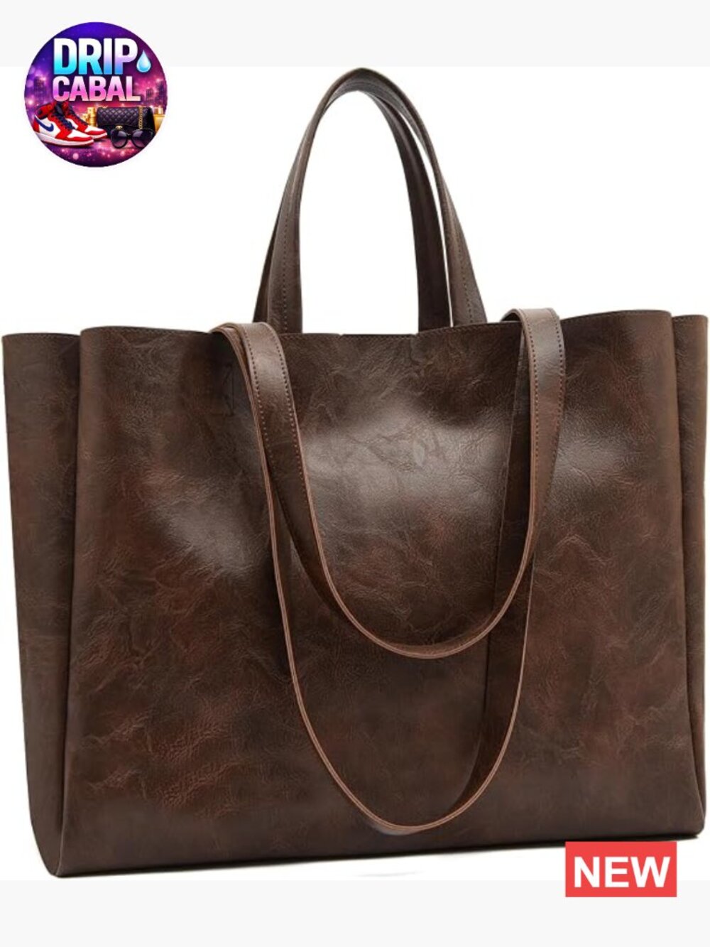 Large Faux Leather Tote Bag Oversized Shoulder Handbag Work Teacher
